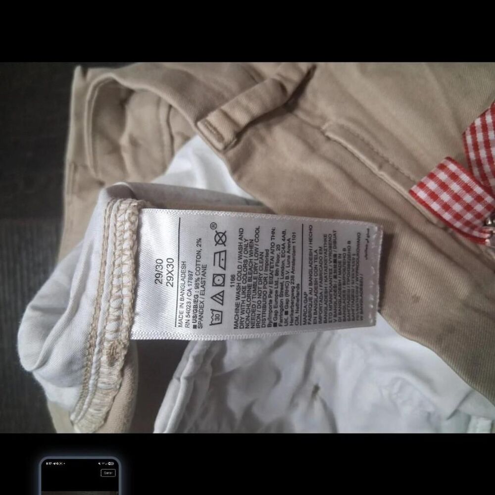 "Custom GAP Khaki Chino Shorts Size 29 - Gingham Bows & Bee Upcycled" - Picture 4 of 8